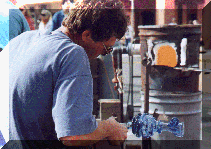 A GlassBlower performing his art in Denison